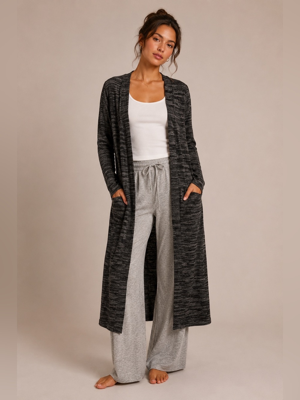 Rolla Coster Black And Grey Long Duster with Slits